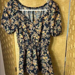 Floral Black & Yellow Blouse